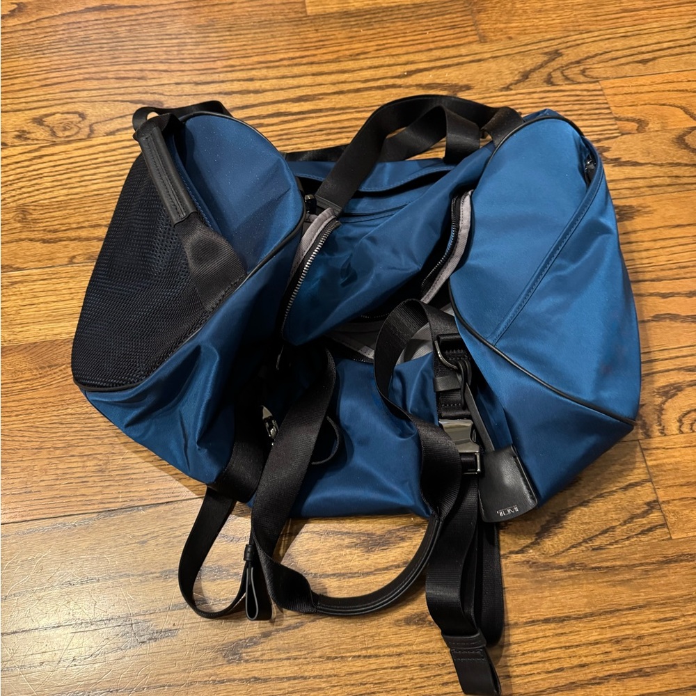 Tumi Blue Men's Travel Duffel with Dual Handles and Shoulder Strap